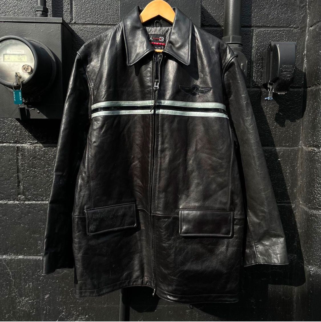 Jordan Brand × Nike Authentic Nike 2-3 Jordan Black 100% leather jacket- long Size US XXL / EU 58 / 5 - 2 Thumbnail