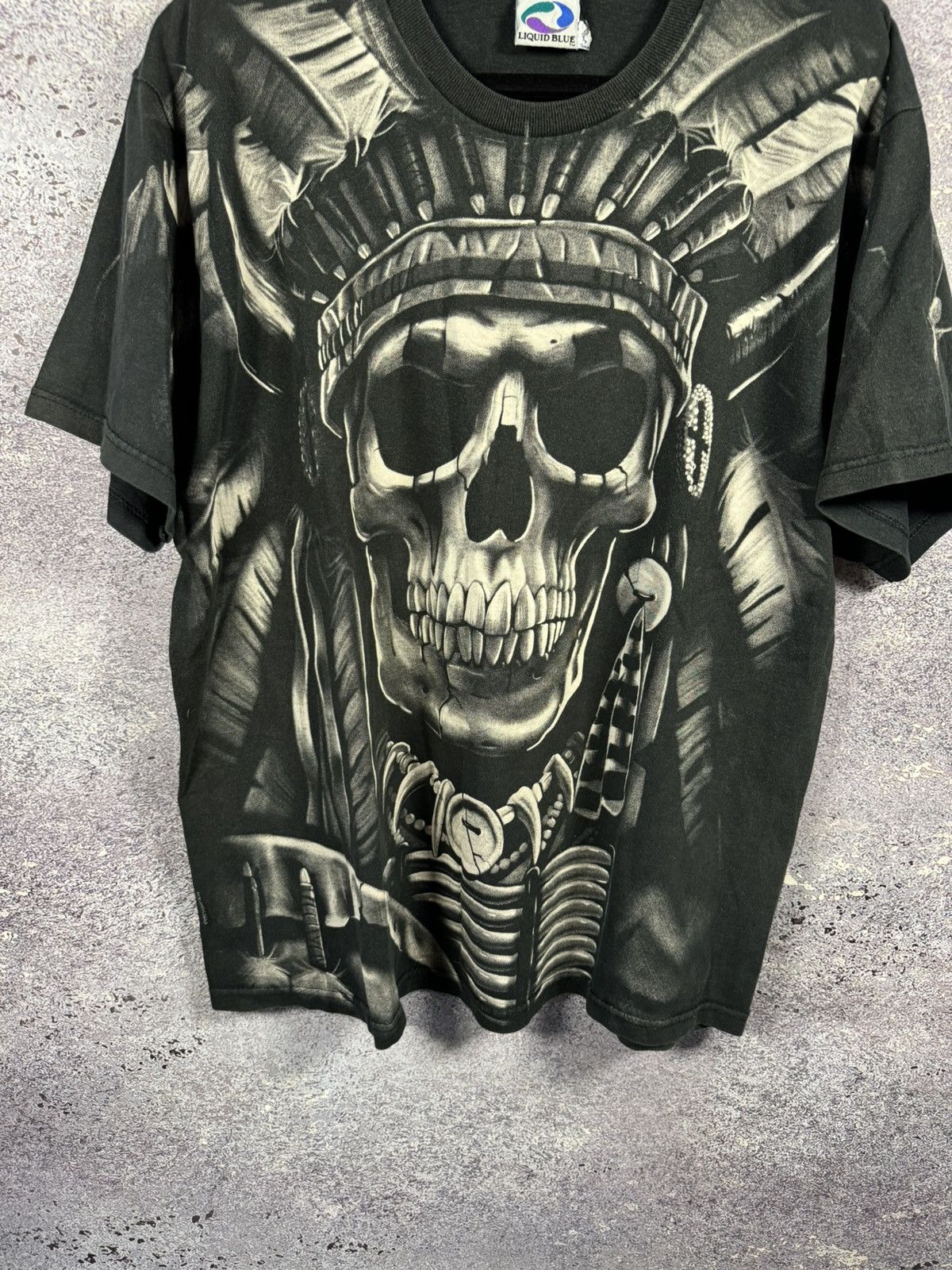 Liquid Blue × Vintage 90’s Vintage 1997 Liquid Blue Shirt XL Skeleton Indian AOP Size US L / EU 52-54 / 3 - 3 Thumbnail