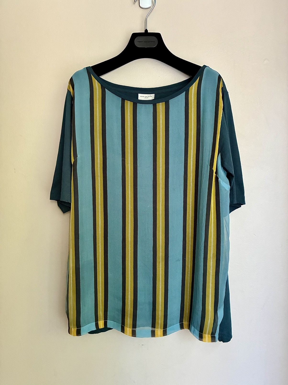Dries Van Noten Dries Van Noten Vintage Silk Overlay Striped Tee Size US S / EU 44-46 / 1 - 25 Thumbnail