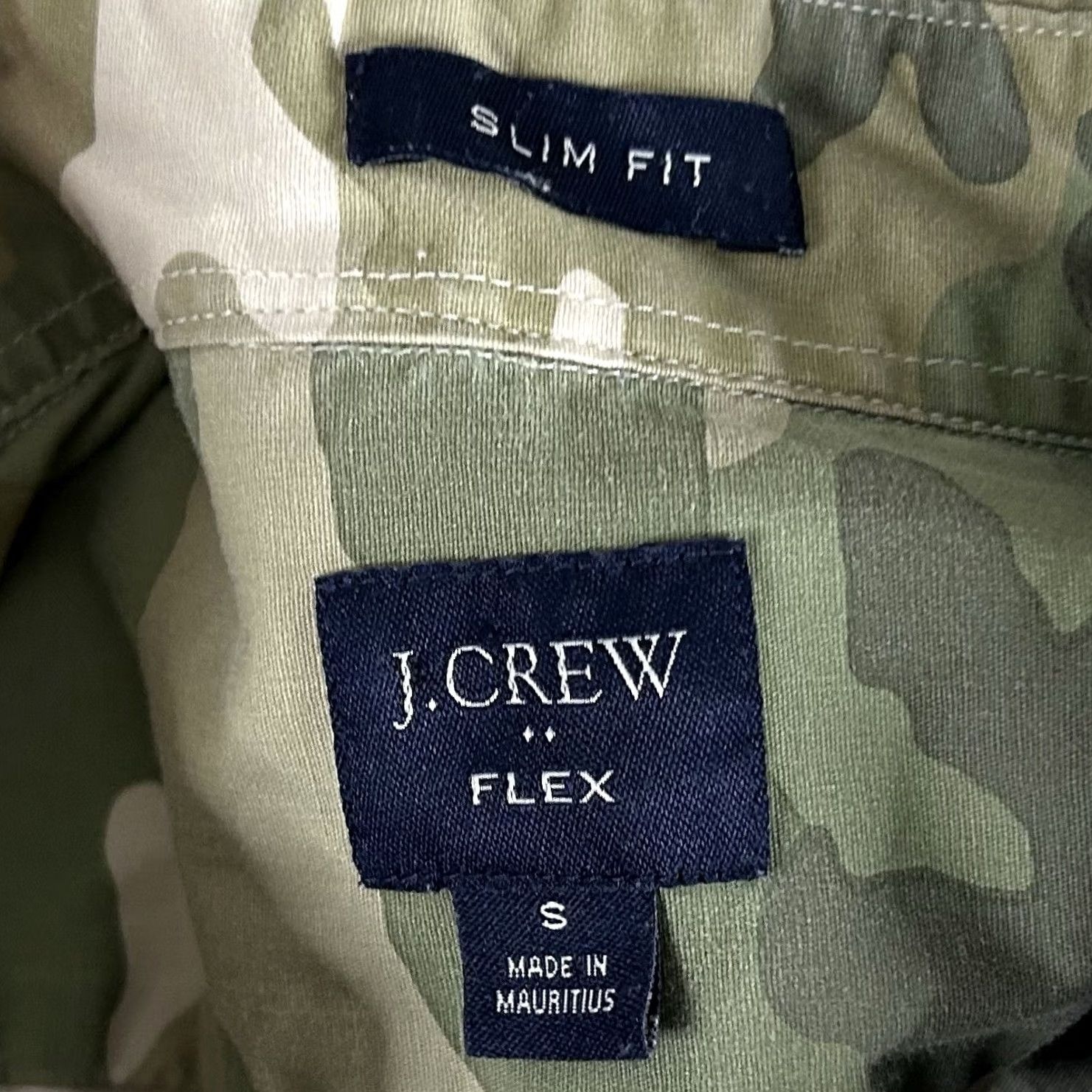 J.Crew J.CREW Slim Fit Flex Cotton Blend Shirt Camouflage Green Button Down Shirt Mens S Slim Green Camouflage Button-Front Size US S / EU 44-46 / 1 - 3 Thumbnail