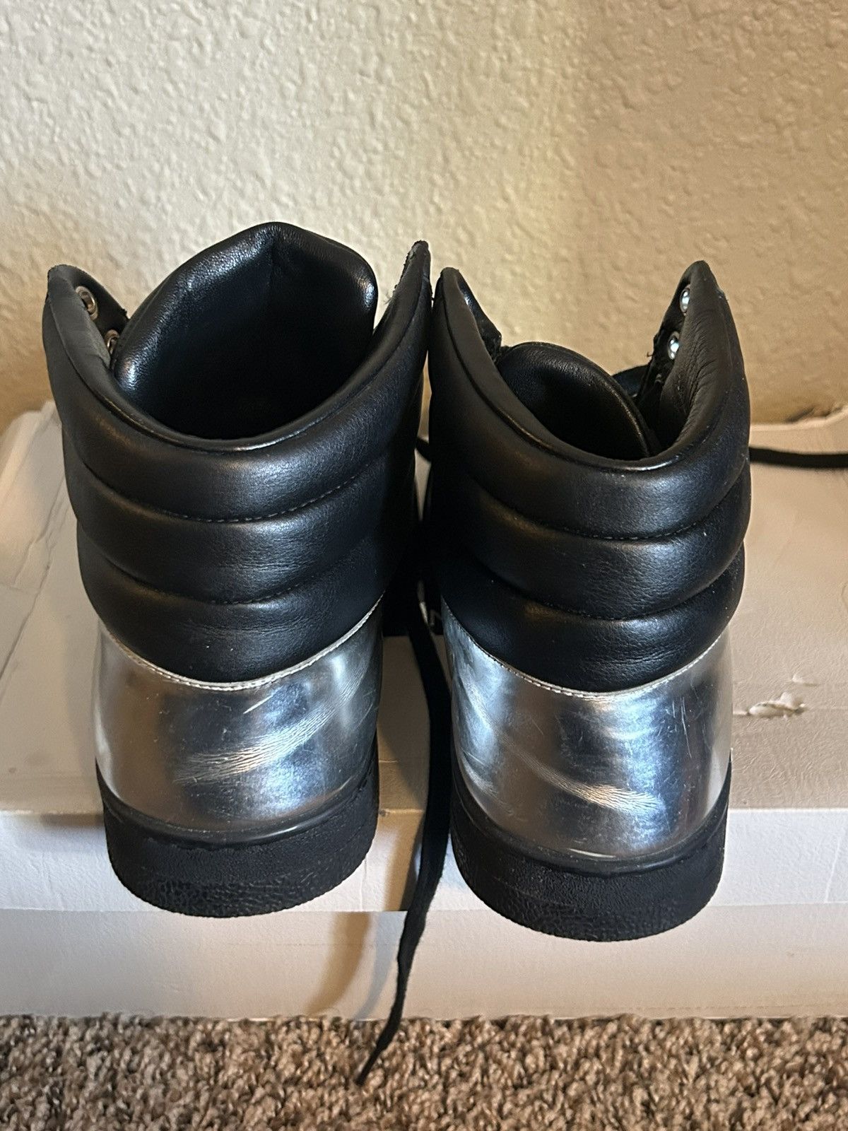 Gucci Gucci Leather Metallic Padded High Top Sneakers Size US 9.5 / EU 42-43 - 4 Thumbnail