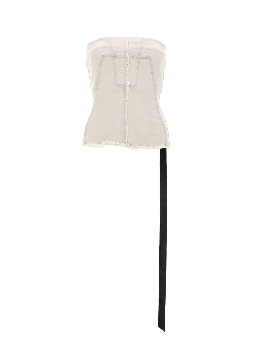 Rick Owens Drkshdw RICK OWENS DRKSHDW DENIM BUSTIER TOP - WHITE Size XS / US 0-2 / IT 36-38 - 1 Thumbnail