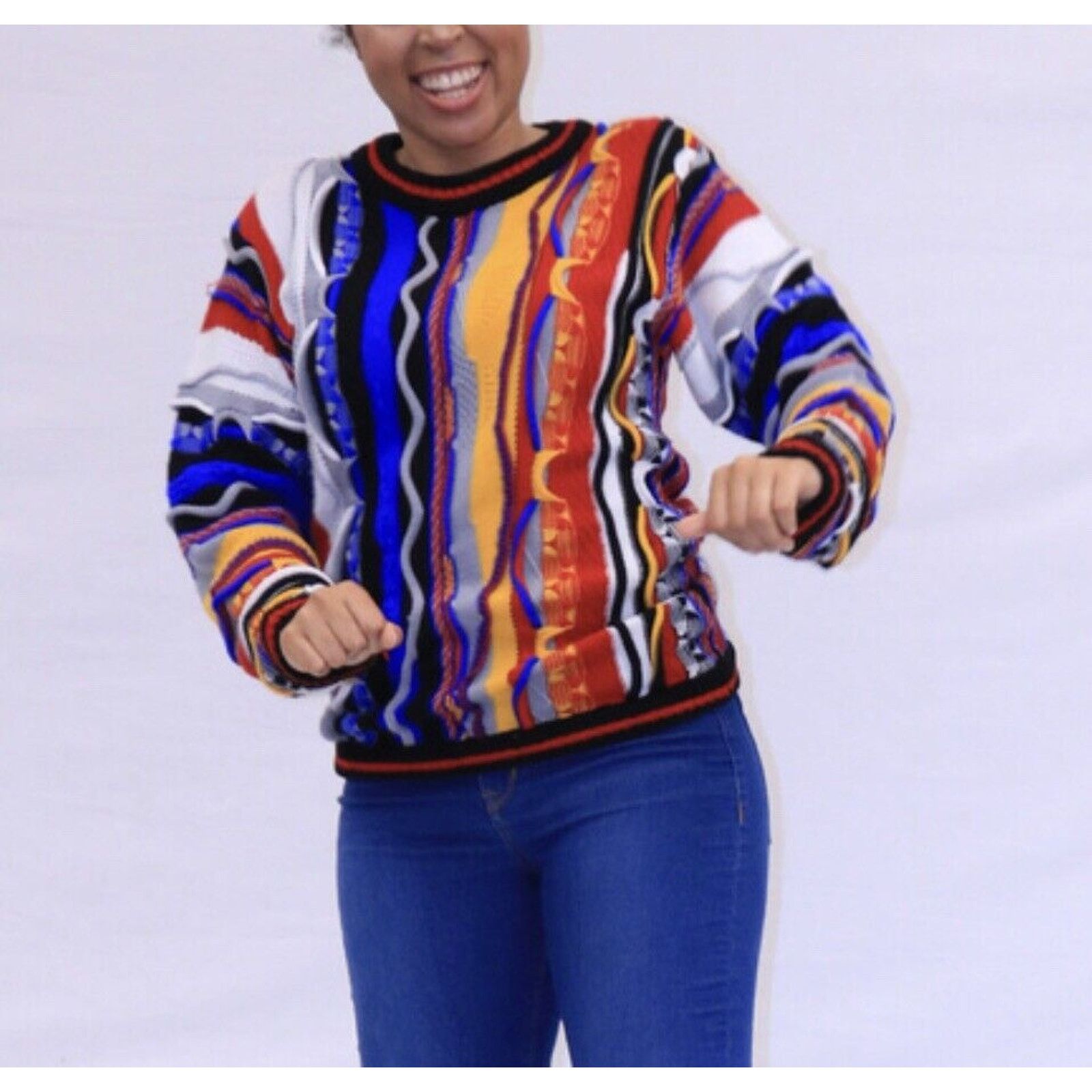 Coogi Style 3D Sweater Rainbow Colorful Boys 12/14 Men’s XS