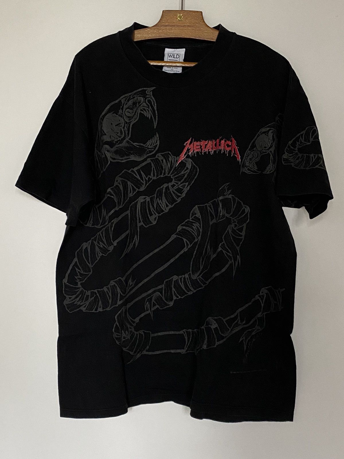 image of Band Tees x Rock Tees Vintage Metallica Pushead Snake 90's Shirt Wild Oats in Black, Men's (Size XL
