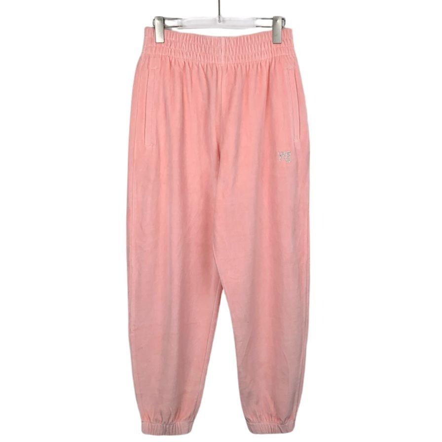 Alexander Wang Alexander Wang Pink Velour Jogger Pants With Rhinestone Logo Size 30" / US 8 / IT 44 - 1 Thumbnail