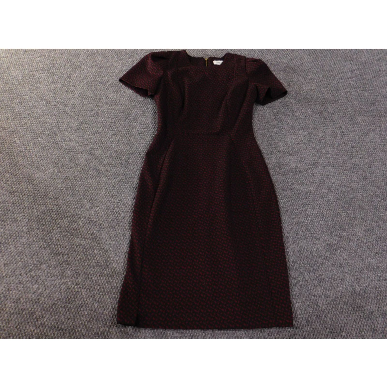 Calvin Klein Calvin Klein Dress Womens A-Line Knee Length Red Solid Zip Short Sleeve Round Neck Knit Polyester Stretch Classic Office Casual 2 Regular Summer Women Size XS / US 0-2 / IT 36-38 - 2 Thumbnail