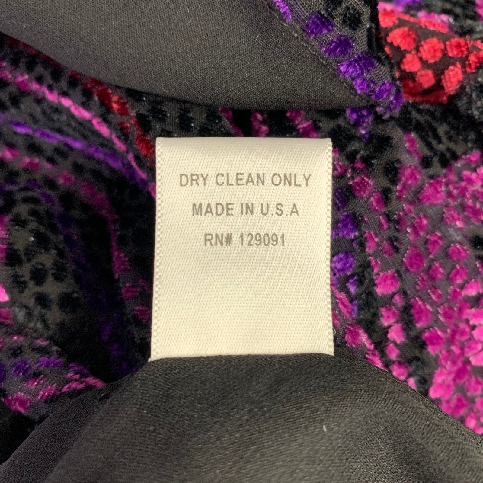 Prabal Gurung PRABAL GURUNG Purple Black Viscose Silk Long Sleeve Dress Size XS / US 0-2 / IT 36-38 - 7 Thumbnail