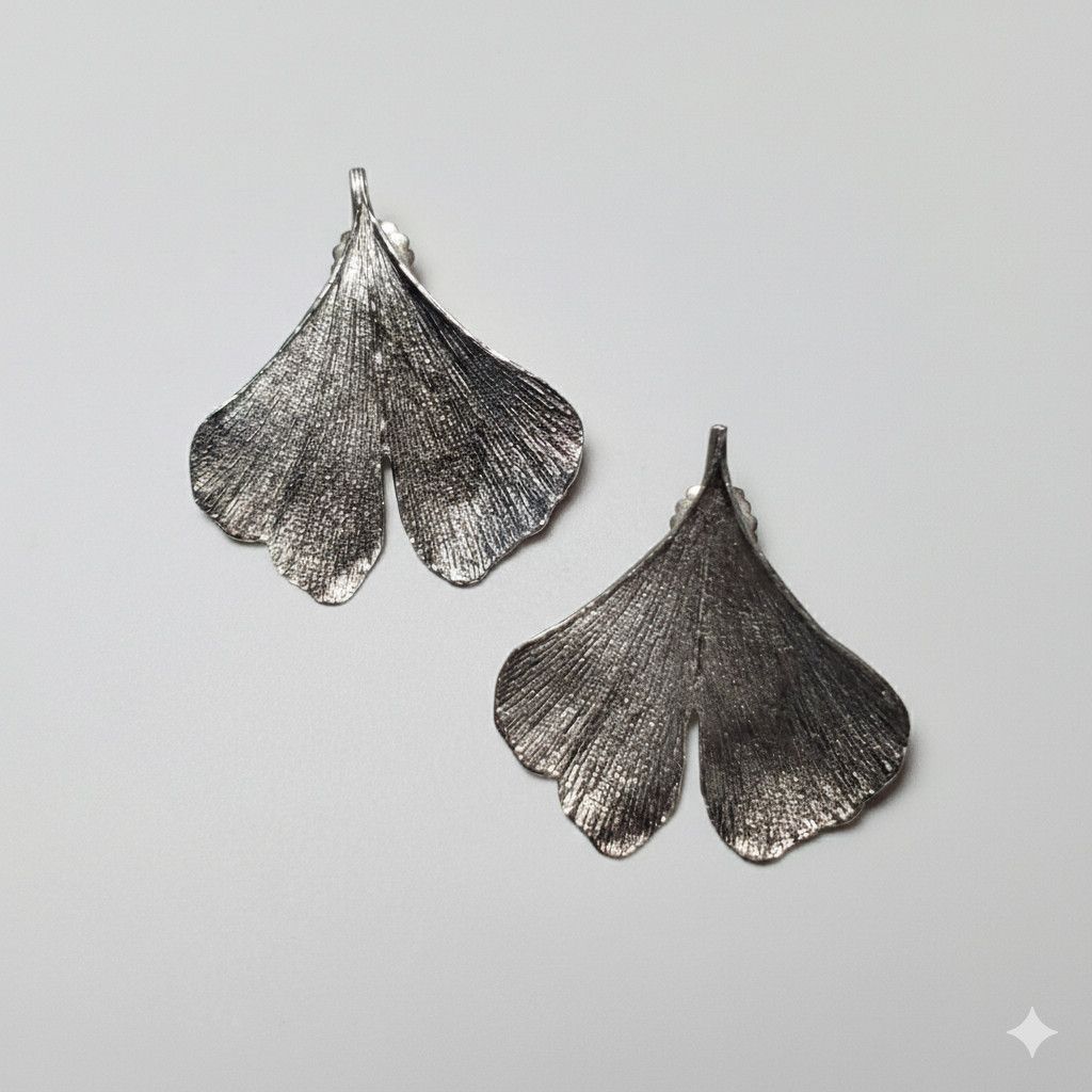 Other Ginko Biloba 2" Leaves Earrings B+B Sterling Silver 925 Vint Size ONE SIZE - 6 Thumbnail