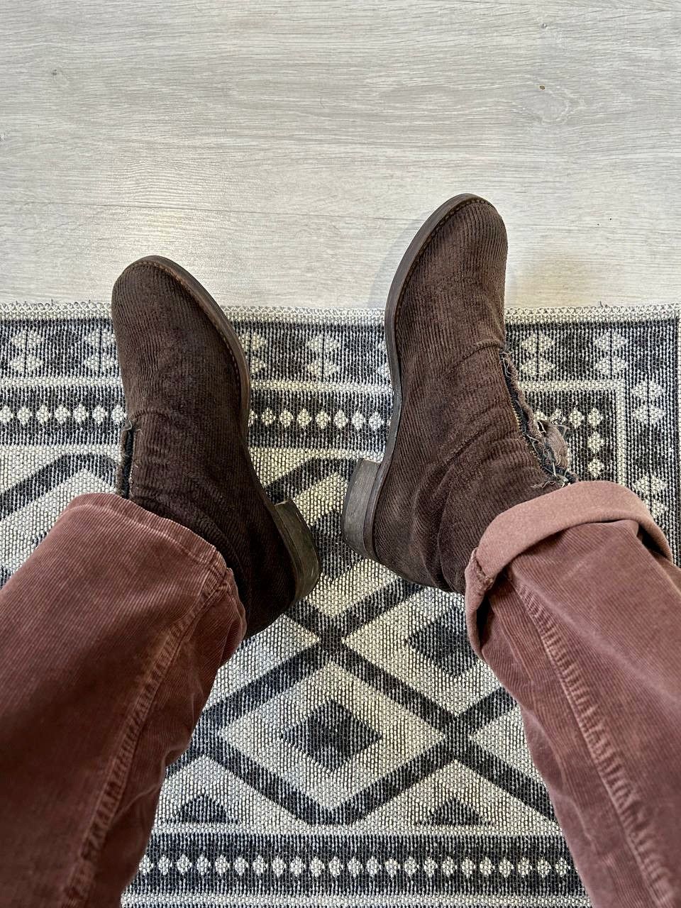 Cherevichkiotvichki Cherevichkiotvichki Layered Corduroy Leather Ankle Zip Boots Size US 9 / EU 42 - 7 Thumbnail
