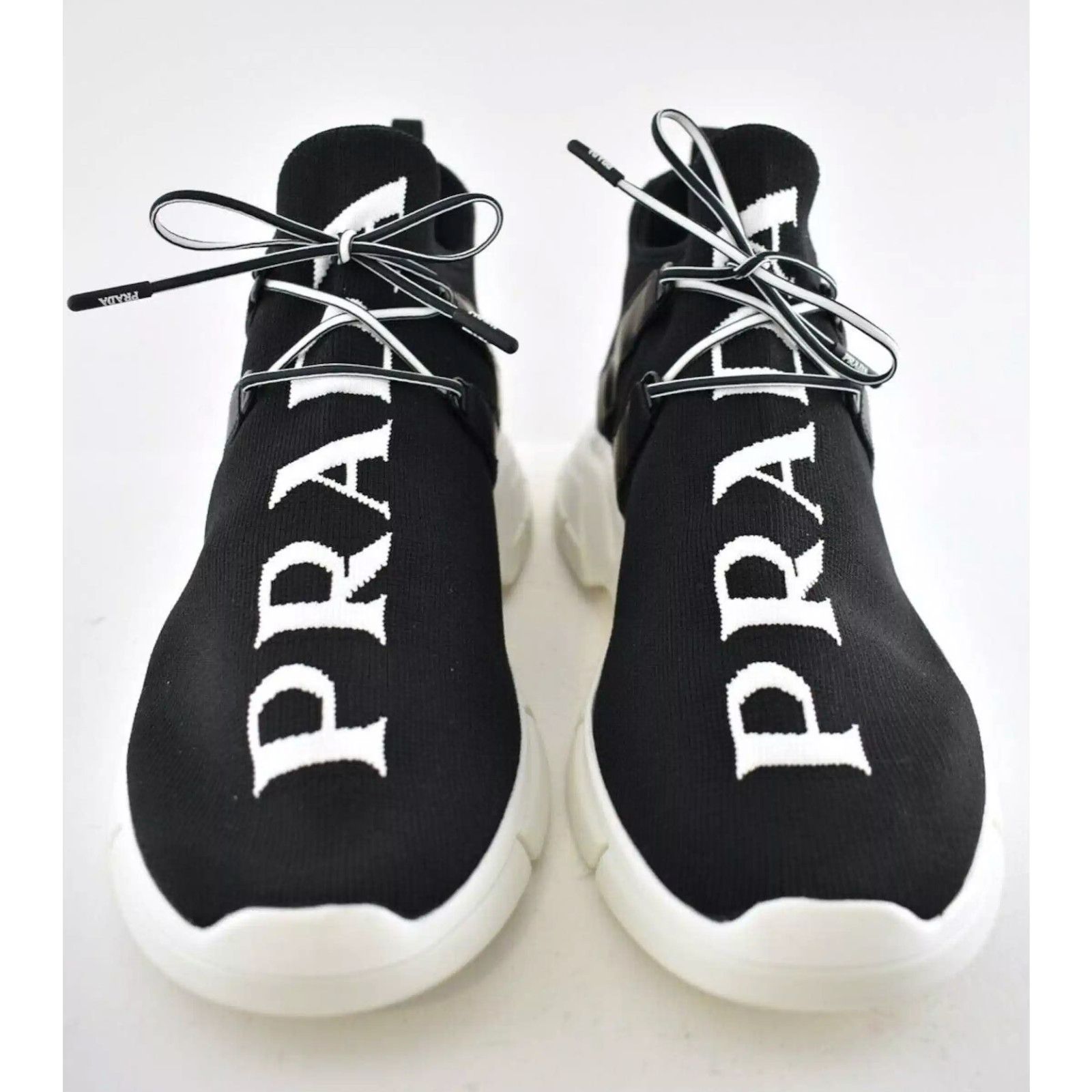 Prada Prada Mens XY Logo Sock Black White Knit Flat Trainer Size US 13 / EU 46 - 5 Thumbnail