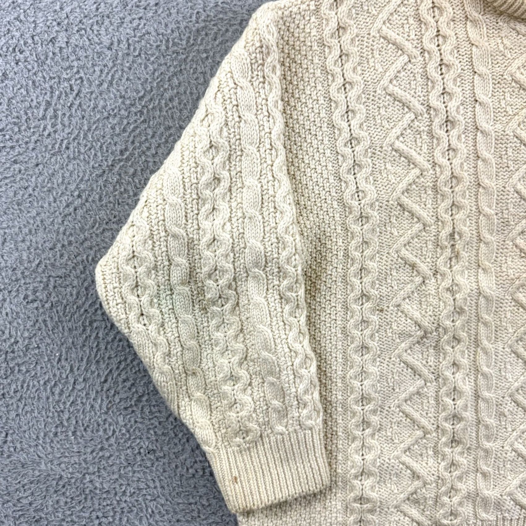 Vintage VINTAGE Aran Crafts Sweater Mens 2XL Beige Cable Knit Fisherman Wool Pullover Size US XXL / EU 58 / 5 - 4 Thumbnail