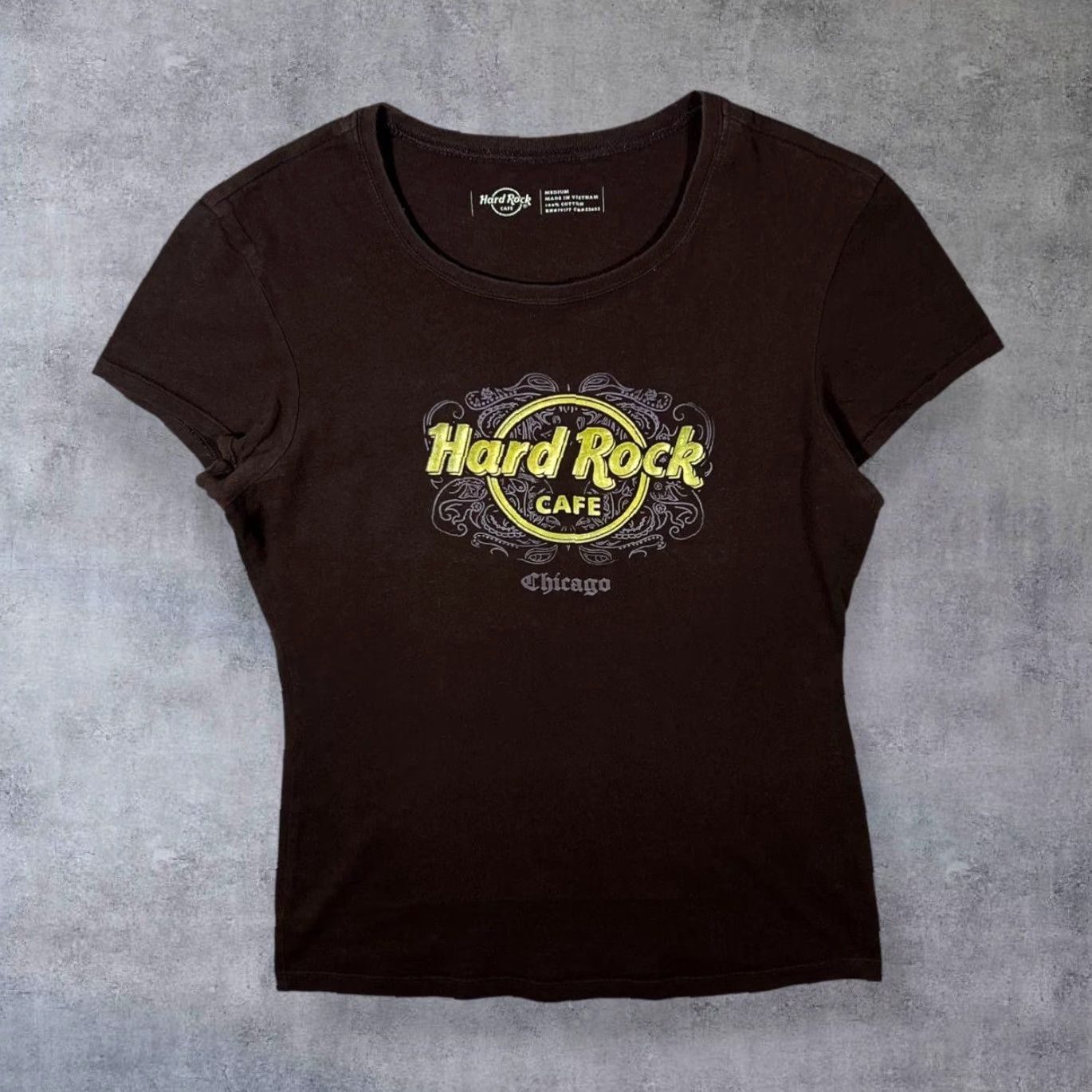 Hard Rock Cafe Hard Rock Cafe Chicago Souvenir Spellout Graphic Brown T-Shirt Women's Medium Size M / US 6-8 / IT 42-44 - 2 Thumbnail
