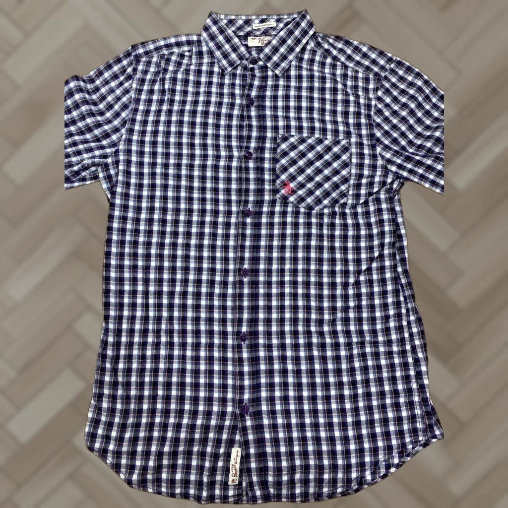 Vintage Penguin Shirt Slim Fit Button-Down Long Sleeve Purple Plaid #3714 Small S Men Size US S / EU 44-46 / 1 - 1 Thumbnail