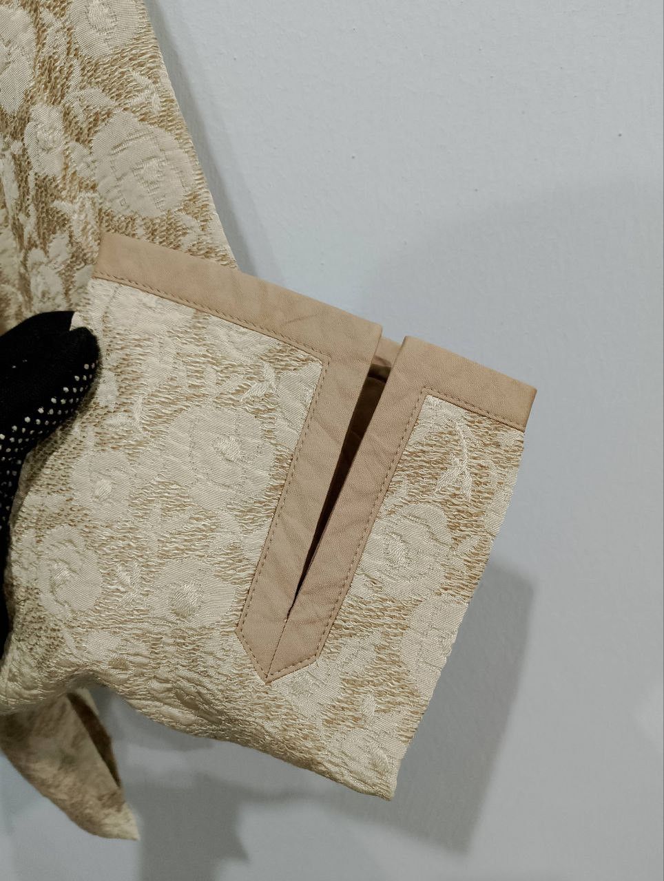 If Six Was Nine HIROKO KOSHINO Silk Knitted Tan Jacquard Floral Jacket Size M / US 6-8 / IT 42-44 - 8 Thumbnail