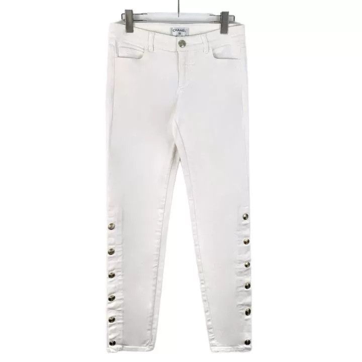 Chanel Chanel White Button Cotton Casual Jeans Size 38" / US 16 / IT 52 - 1 Thumbnail