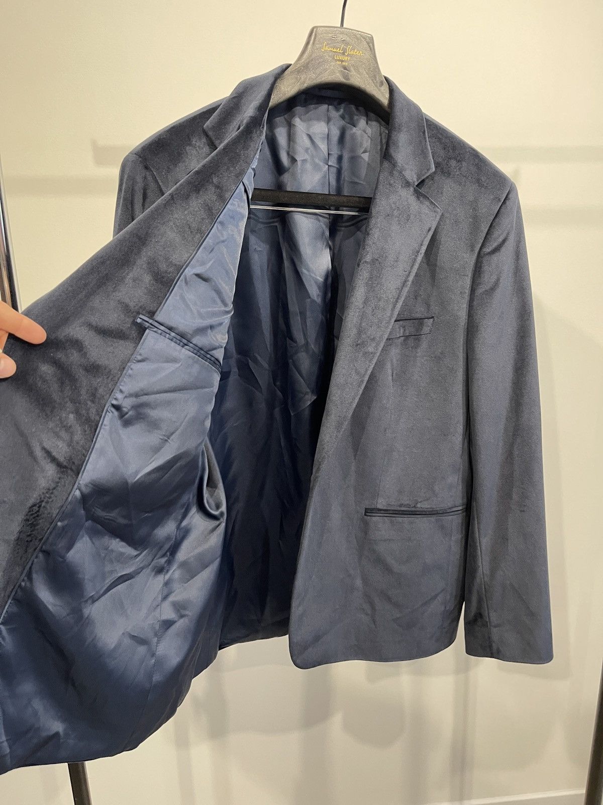Vintage Vintage velvet jacket blue velour classic jacket sport coat Size 48R - 6 Thumbnail