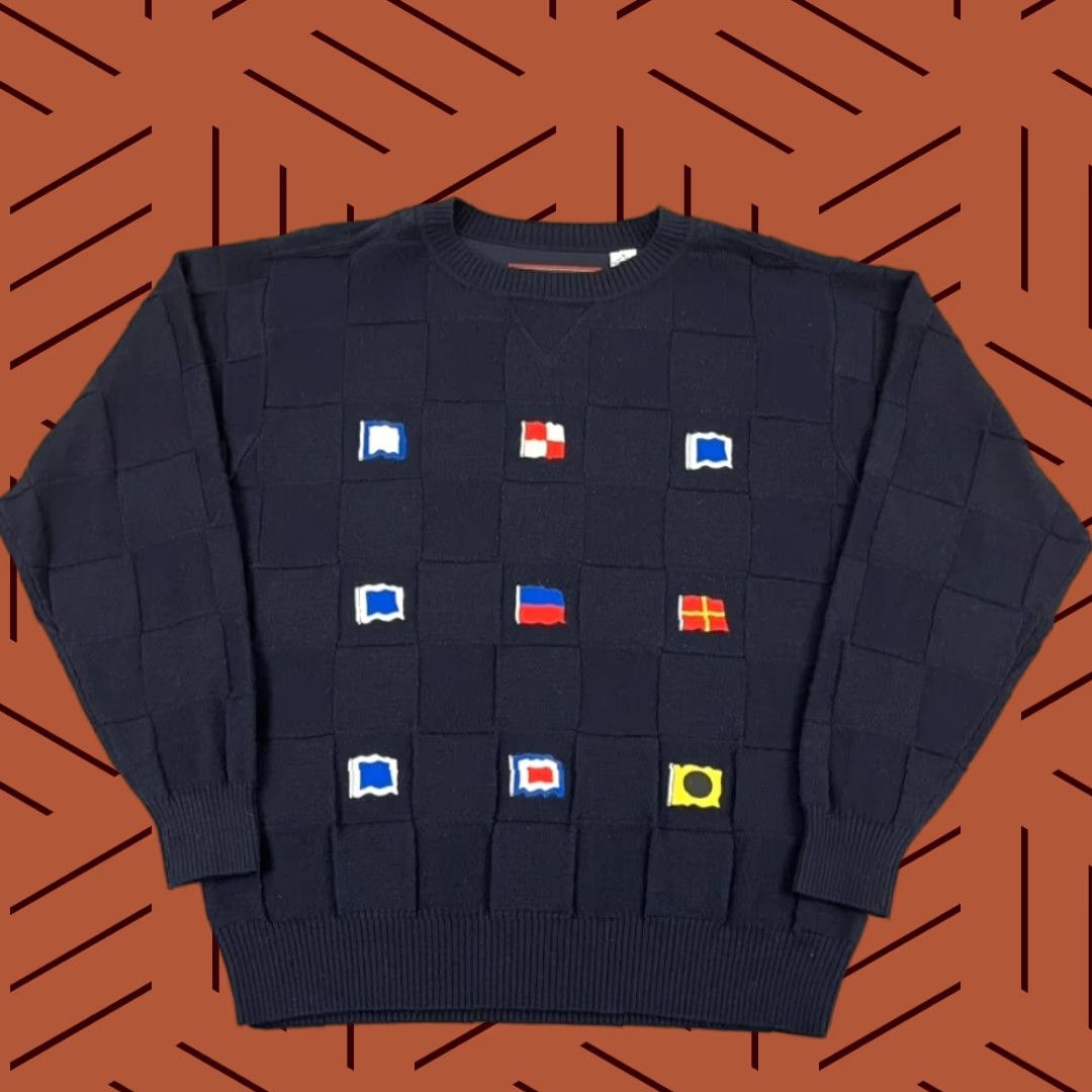 Vintage VINTAGE PUSSER'S Sweater Mens Medium Blue Wool Knit Crewneck Jumper Sailing Flag Size US M / EU 48-50 / 2 - 1 Thumbnail