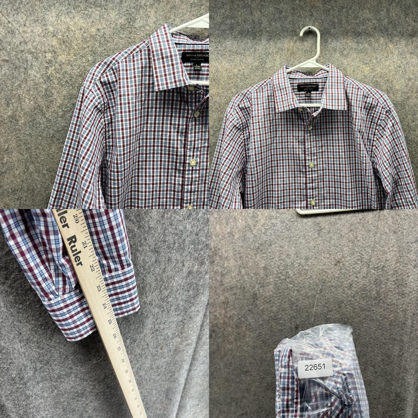 Banana Republic VINTAGE Banana Republic Shirt Men Large Adult White Red Slim Check Button Down Plaid Size US L / EU 52-54 / 3 - 8 Thumbnail