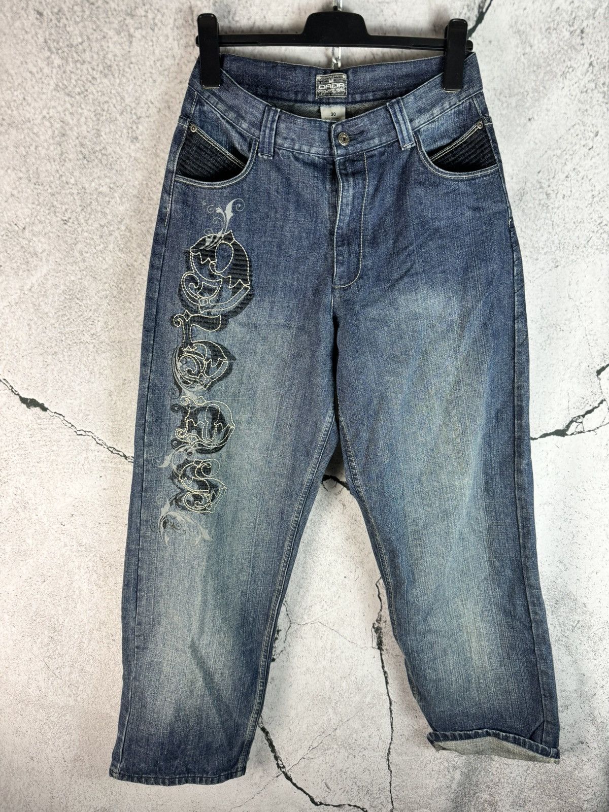 Damani Dada Vintage 90s Dada Embroidered Baggy Hip Hop Denim Pants Size US 31 - 2 Thumbnail