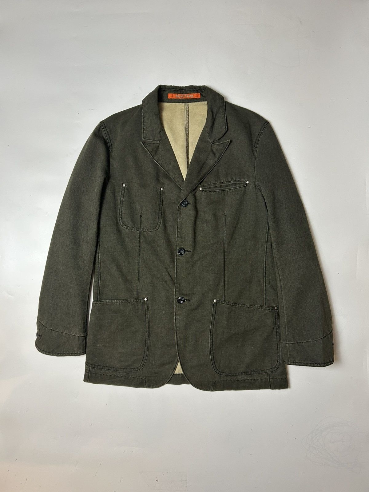 Japanese Brand × Vintage SPIN ARMY GREEN WORK JACKET Size US L / EU 52-54 / 3 - 1 Thumbnail