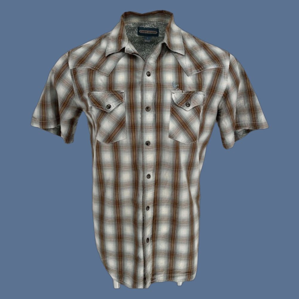 Cody James Cody James Shirt Mens L Brown Plaid Western Short Sleeve Snap Pockets Logo Shirt Size US L / EU 52-54 / 3 - 1 Thumbnail