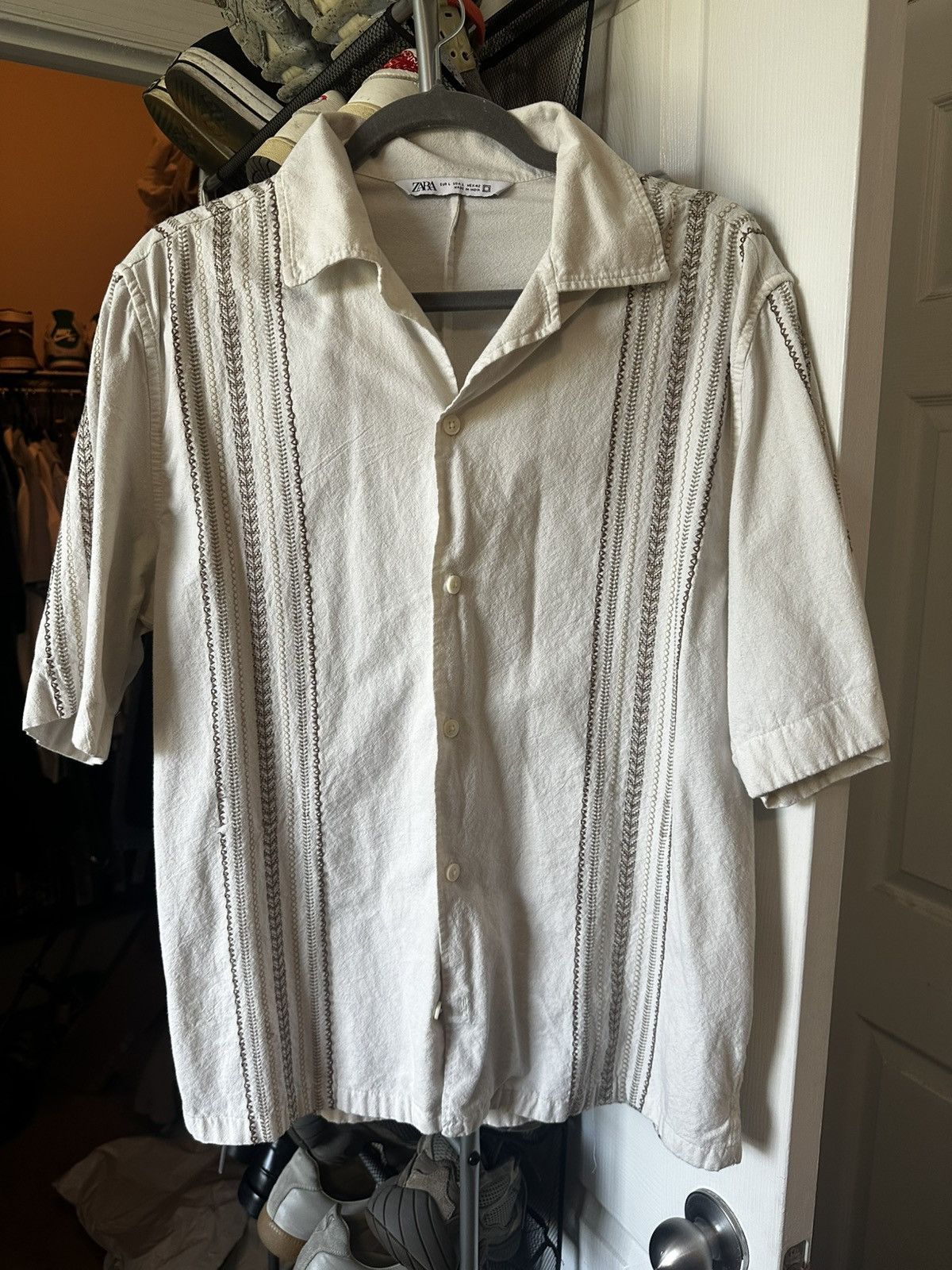 Zara Zara STRIPED SHIRT WITH EMBROIDERY Button up Size US L / EU 52-54 / 3 - 1 Thumbnail
