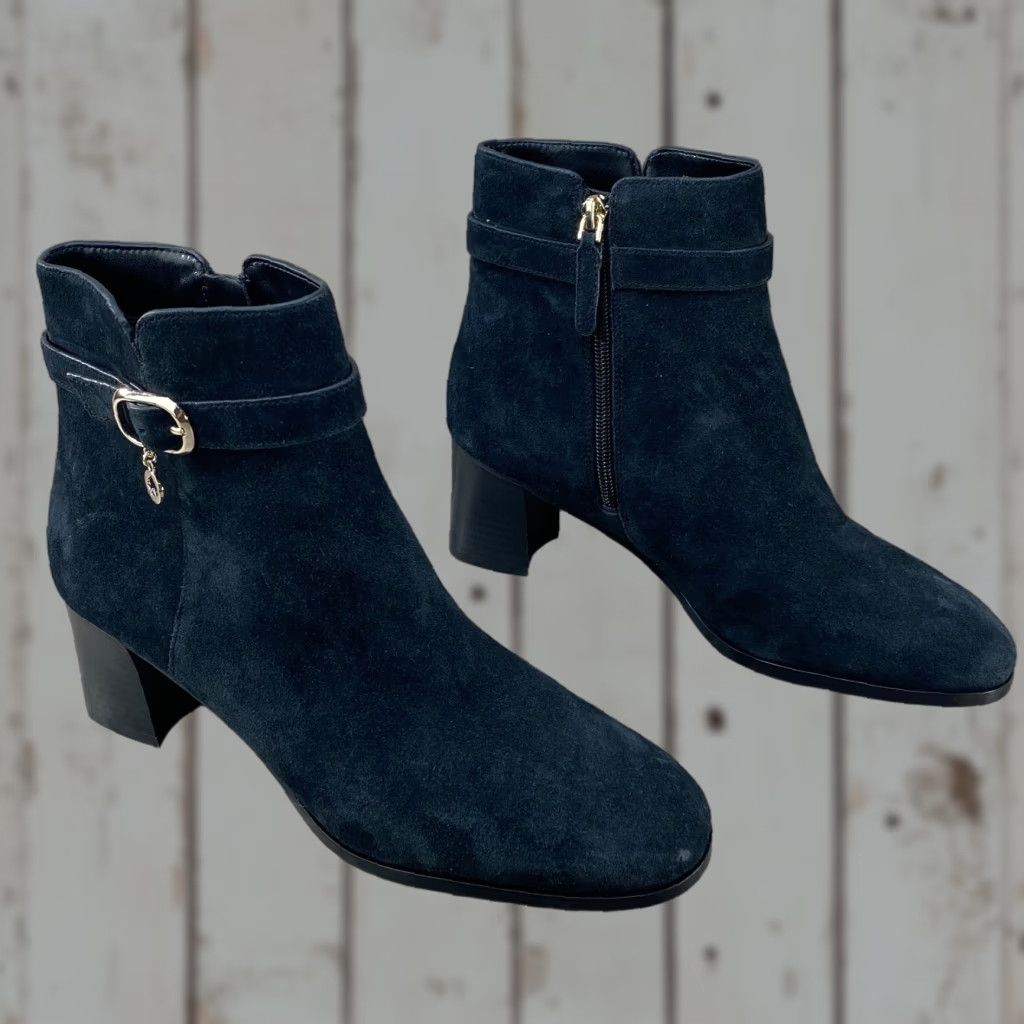 Vintage Kate Spade New York Black Suede Leather Heel Booties Side Zipper Buckle Womens 9 Shoes Size US 9 / IT 39 - 1 Thumbnail