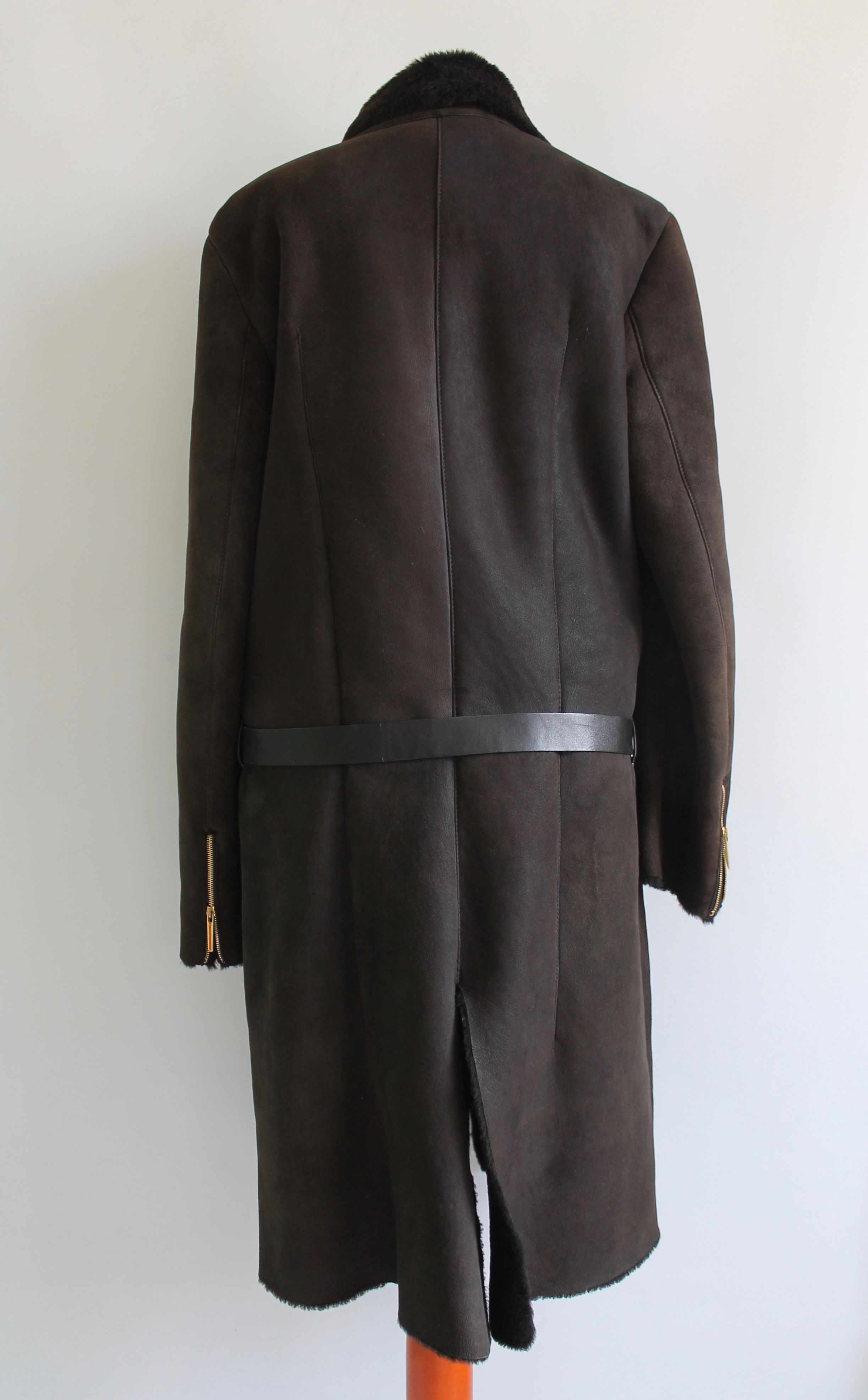 Gucci 90's GUCCI leather TOM FORD BELTED SHEARLING COAT brown Size M / US 6-8 / IT 42-44 - 4 Thumbnail