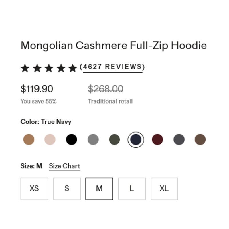 Quince Quince Mongolian Cashmere Full-Zip Hoodie Navy Medium NWT Size S / US 4 / IT 40 - 6 Thumbnail