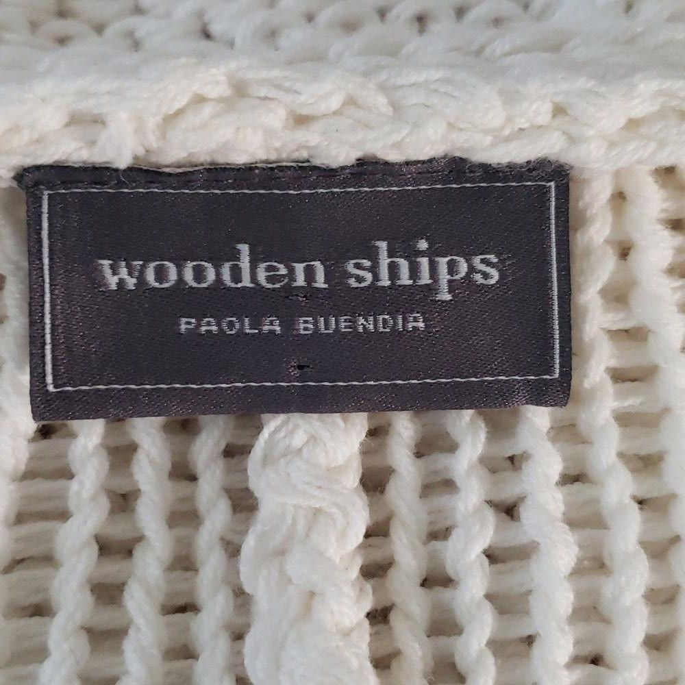 Designer CT799 Wooden Ships Cream Crocheted Long Sleeve Sweater S/M Size S / US 4 / IT 40 - 6 Thumbnail