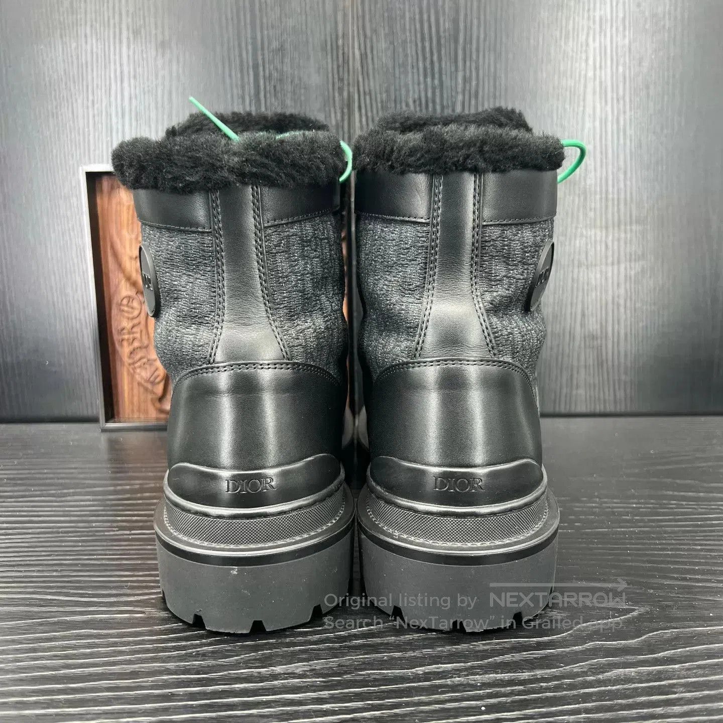 Dior Black Fur-Trimmed Lace-Up Boots Size 10. Size US 10 / EU 43 - 5 Thumbnail