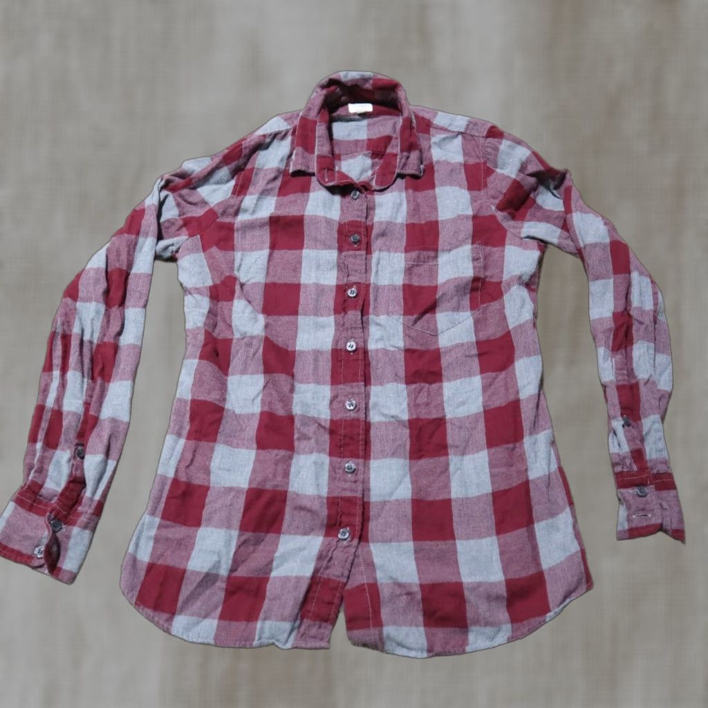J.Crew J.Crew Button Front Shirt Plaid Red Gray Long Sleeve Pocket Cotton Women's XS Shirt Size XS / US 0-2 / IT 36-38 - 1 Thumbnail