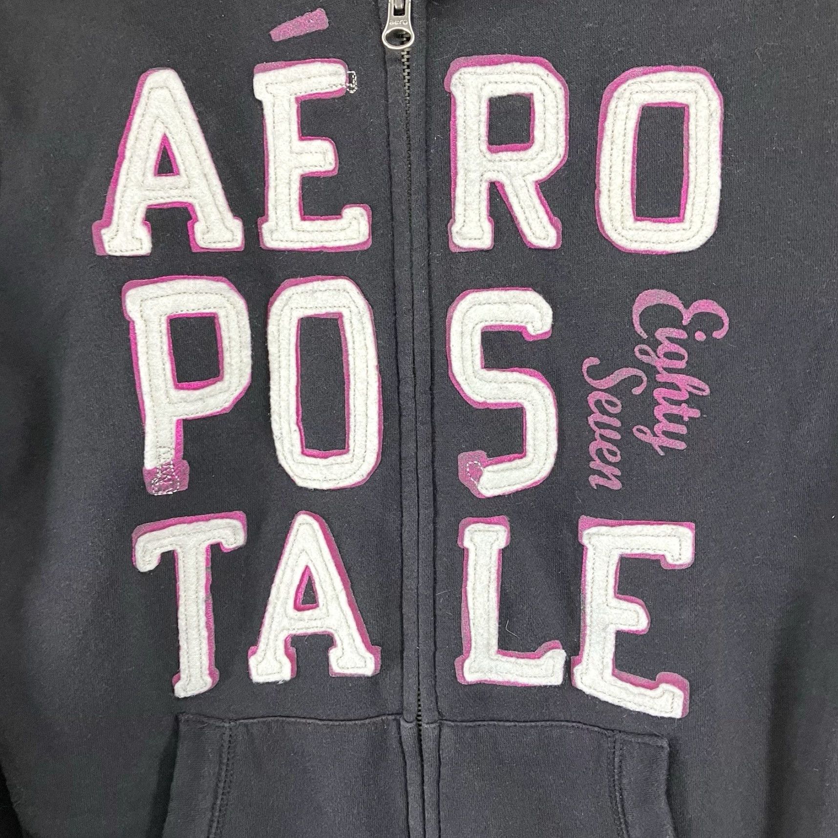 Vintage Aéropostale Hoodie Womens S Black Full Zip Embroidered Front Y2K 2000s Grunge Size S / US 4 / IT 40 - 4 Thumbnail