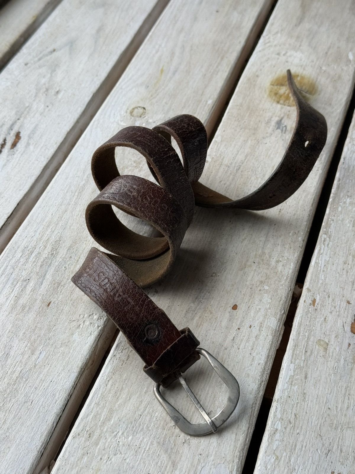 Lacoste × Vintage Rare vintage 70s 80s Lacoste Faded Brown Leather Belt Size ONE SIZE - 1 Thumbnail