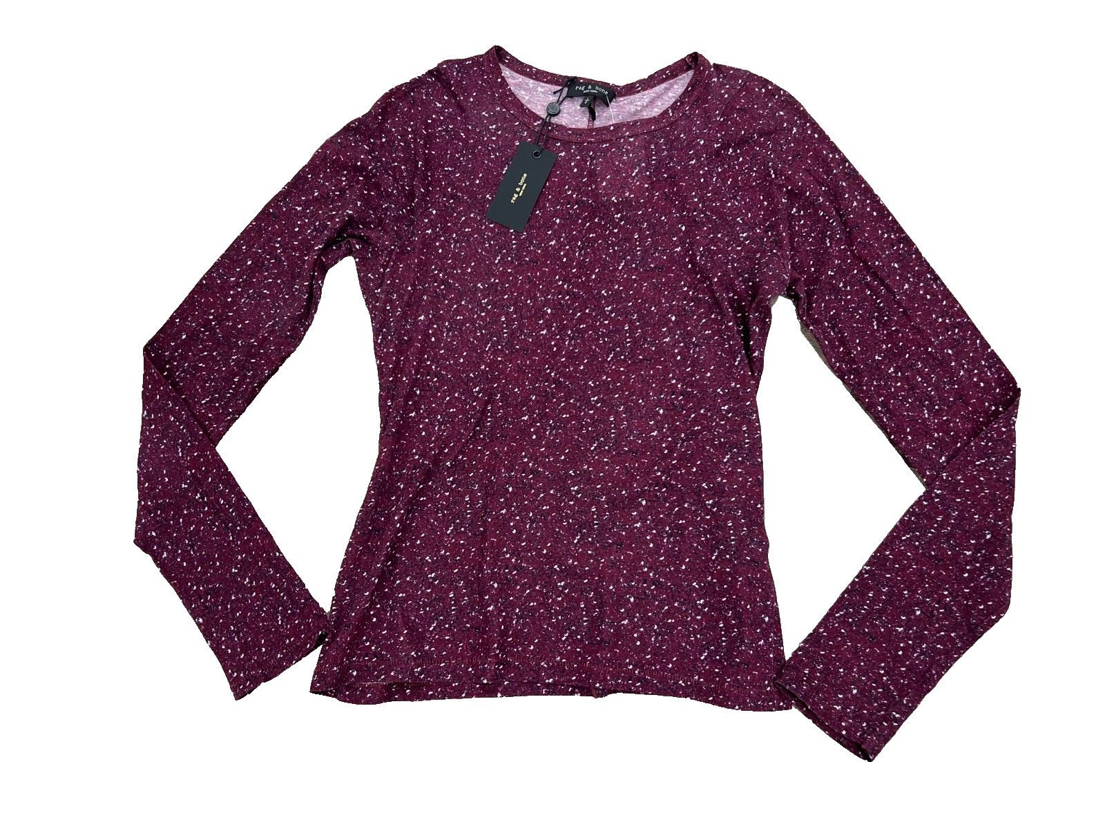 Rag & Bone Rag & Bone Red Shaw Houndstooth Cotton Top Burgundy ( L ) Size L / US 10 / IT 46 - 3 Thumbnail
