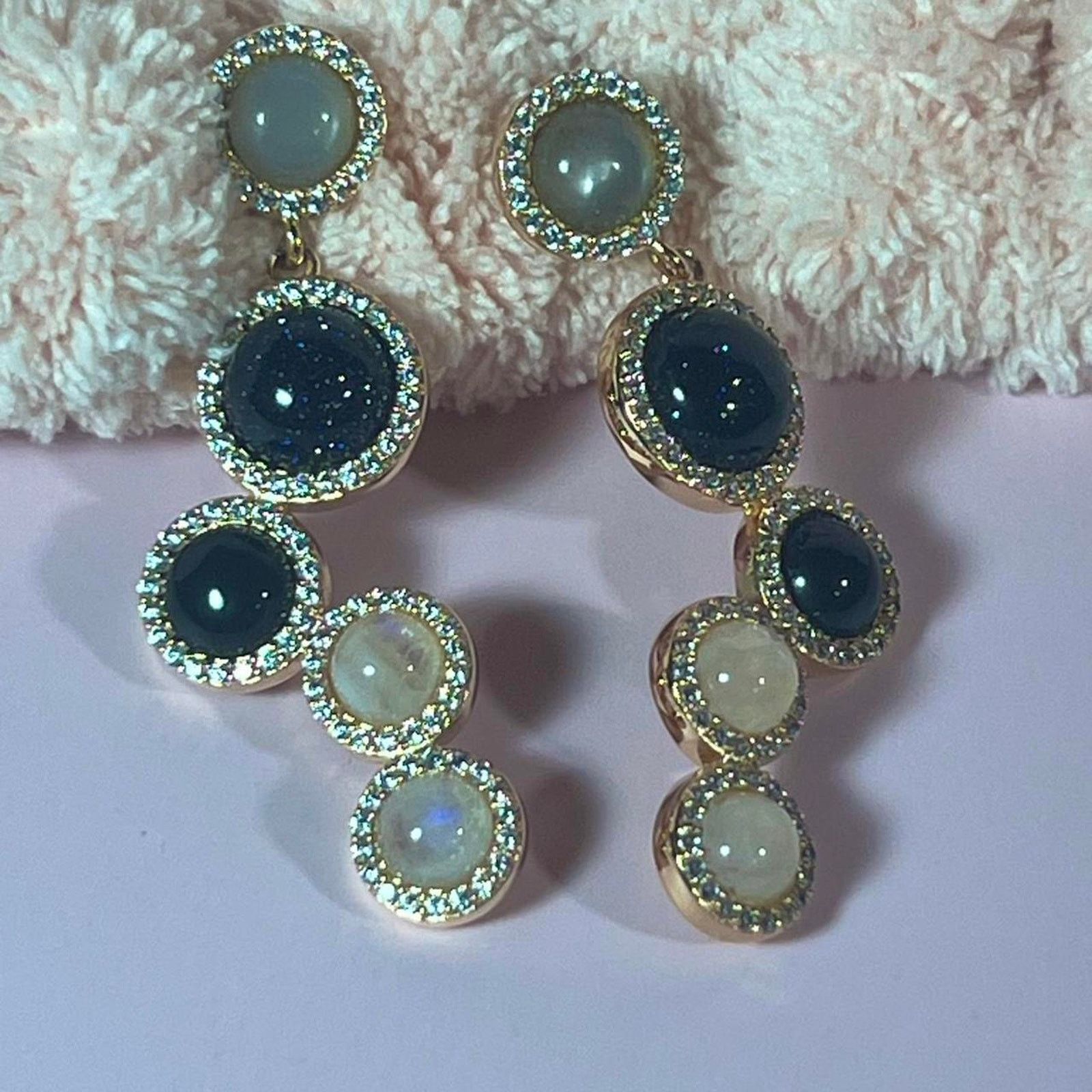 Jewelry Hespera Gold Drop Earrings in Blue, Women's