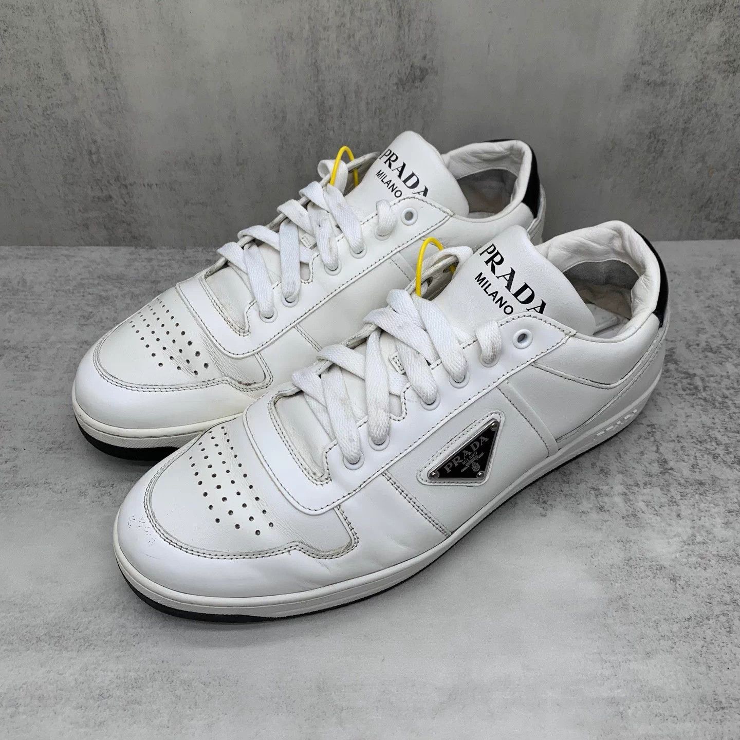 Prada Prada white triangle logo sneakers 43 85% new Size US 10 / EU 43 - 1 Thumbnail