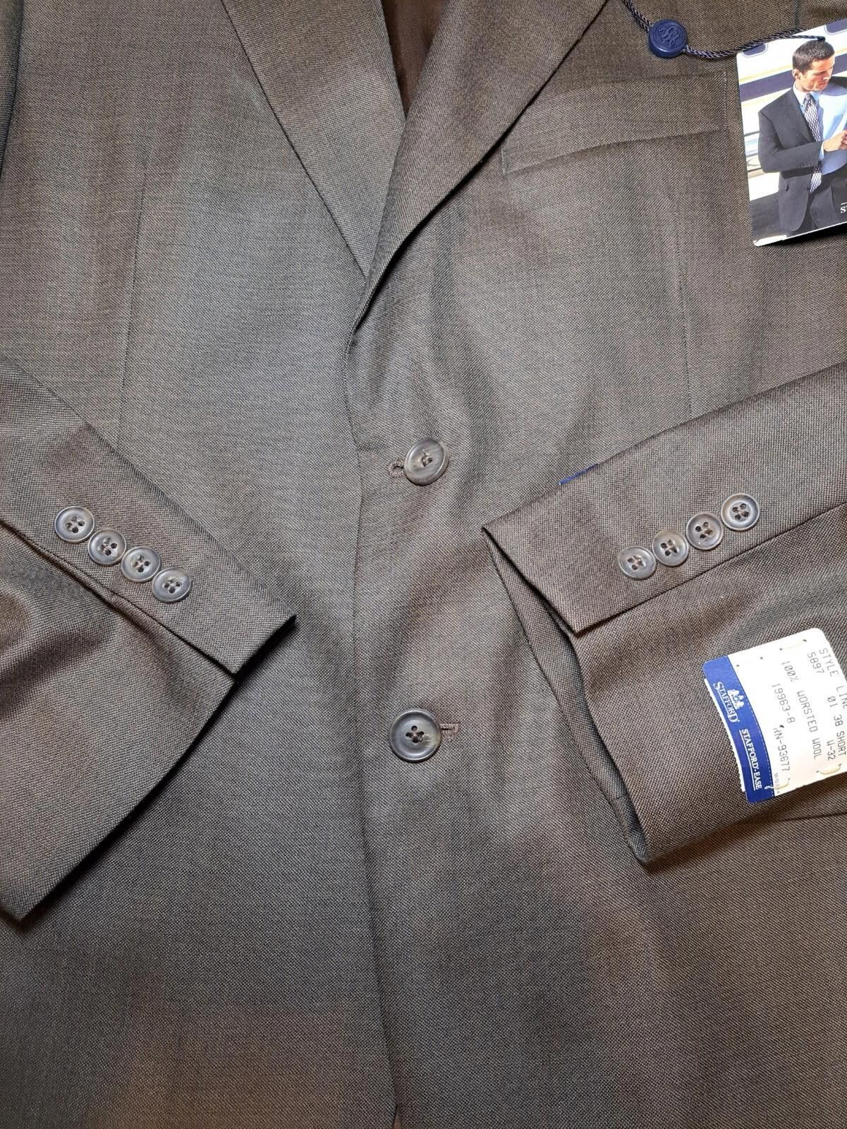 Stafford NEW Stafford Sport Coat Mens 38S Brown Super 100's Wool Size 38S - 6 Thumbnail