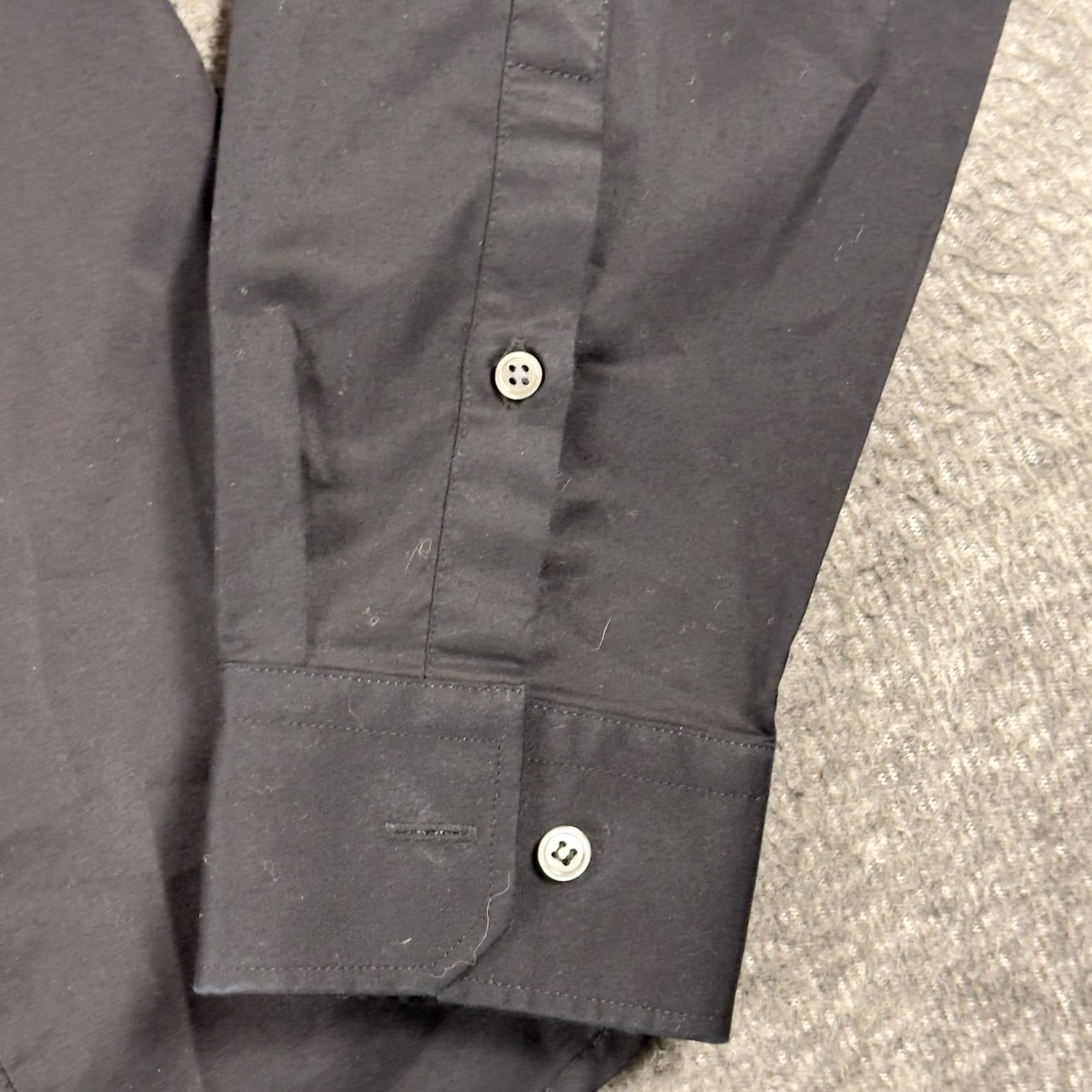 Reiss Reiss Shirt Mens Large Black Textured Panel Slim Fit Dress Button Up Tux Size 42R - 6 Thumbnail
