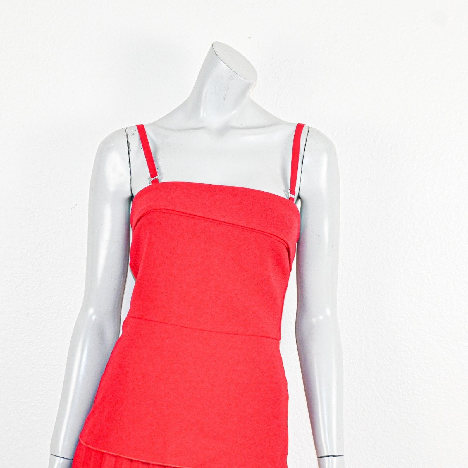 DION LEE Linear Pleat Mini Dress Bonded crepe in Cherry Red