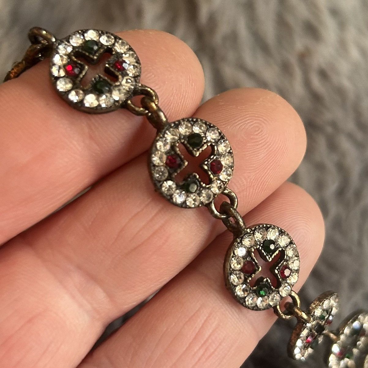 Vintage Vintage emerald ruby and clear rhinestone bracelet Size ONE SIZE - 6 Thumbnail