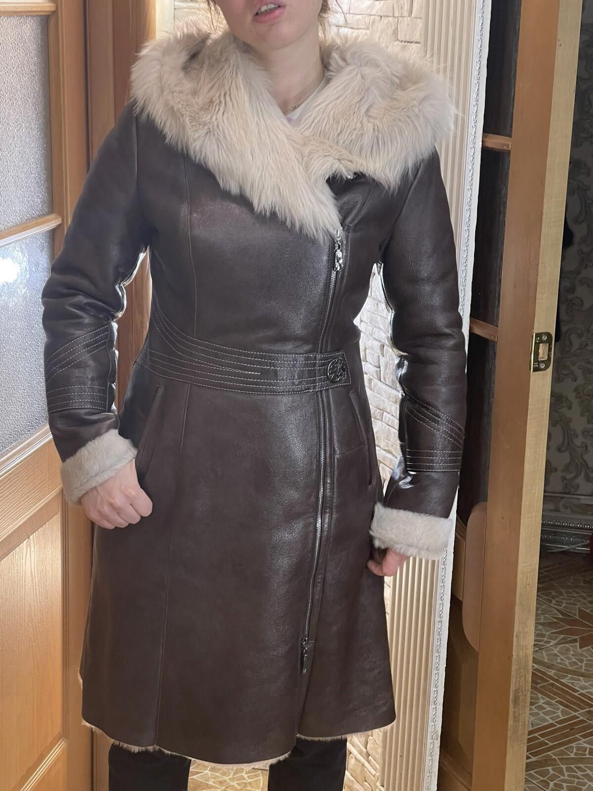 Toyo Enterprises TOTO Sheepskin Shearling Leather Zipped Hooded Coat Sz S/M Size S / US 4 / IT 40 - 2 Thumbnail