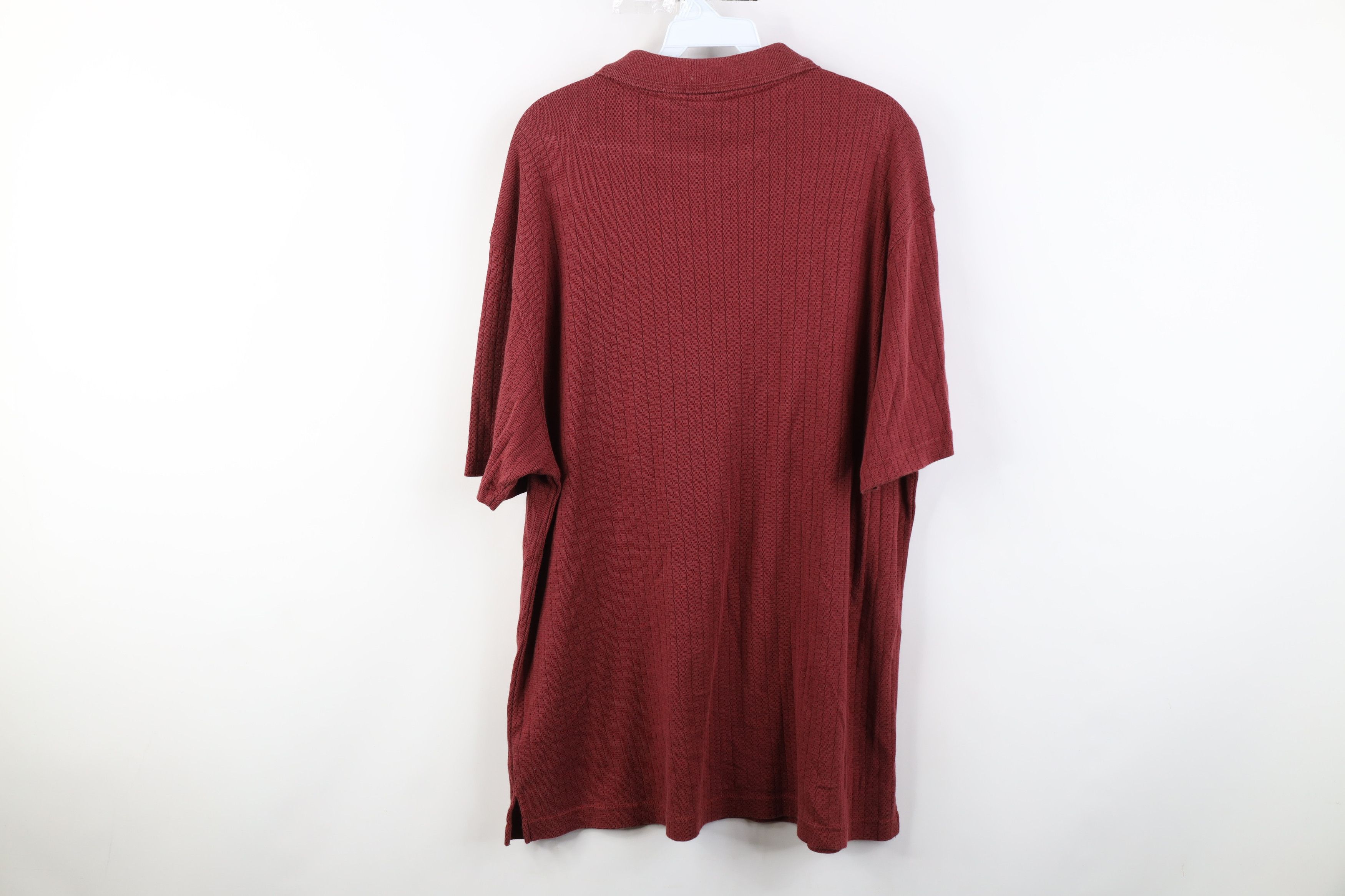 Vintage Vintage 90s Streetwear Gabardine Blend Knit Striped Polo Red Size US XL / EU 56 / 4 - 10 Thumbnail