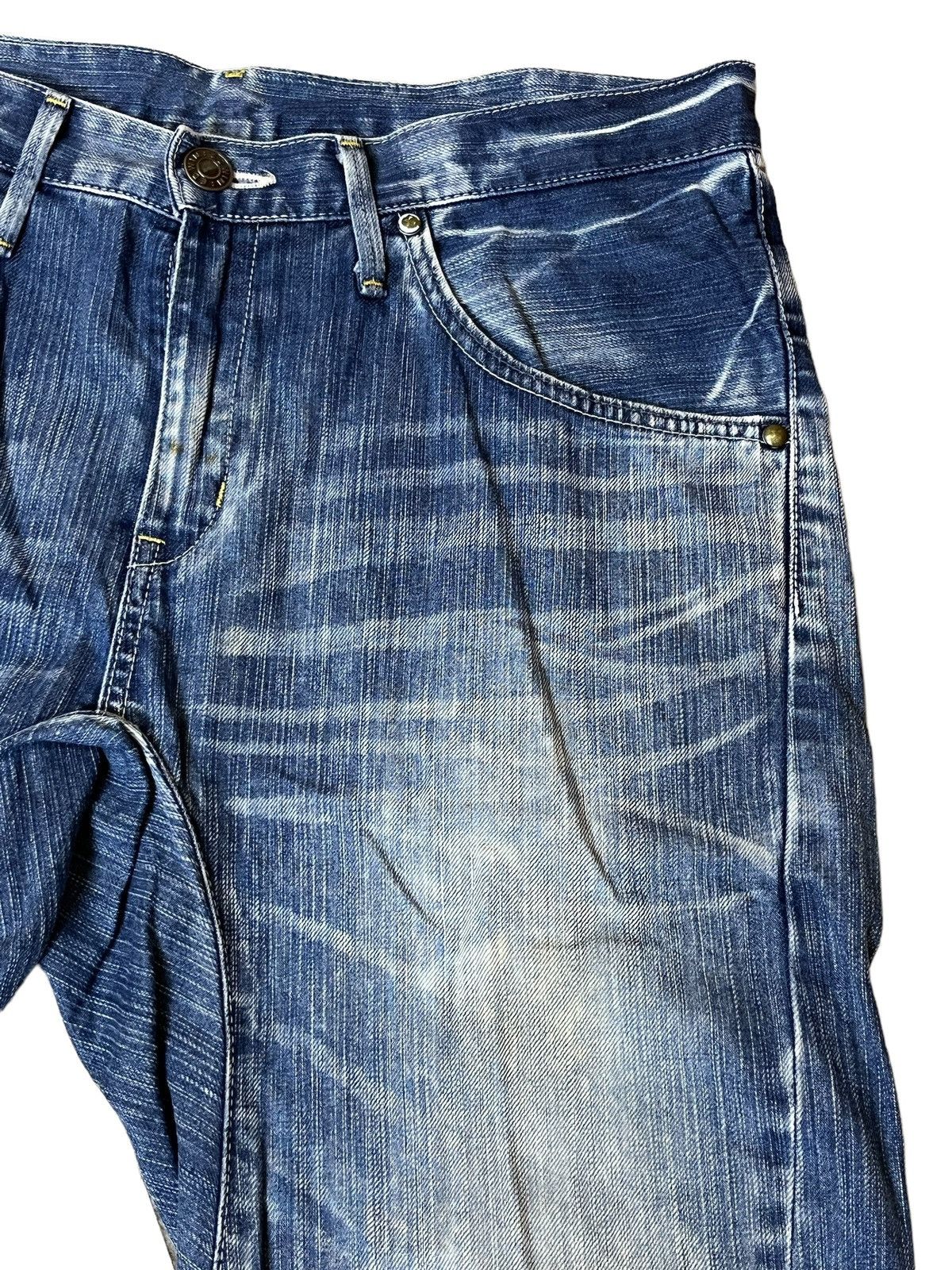 Edwin SICK🔥VINTAGE EDWIN XV FUNCTION CURVE LEG DISTRESSED JEANS Size US 35 - 4 Thumbnail