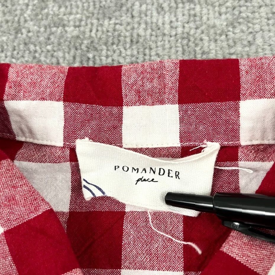 Vintage Pomander Place Top Womens Medium Red White Plaid Picnic Check Gingham Button Up Size M / US 6-8 / IT 42-44 - 2 Thumbnail