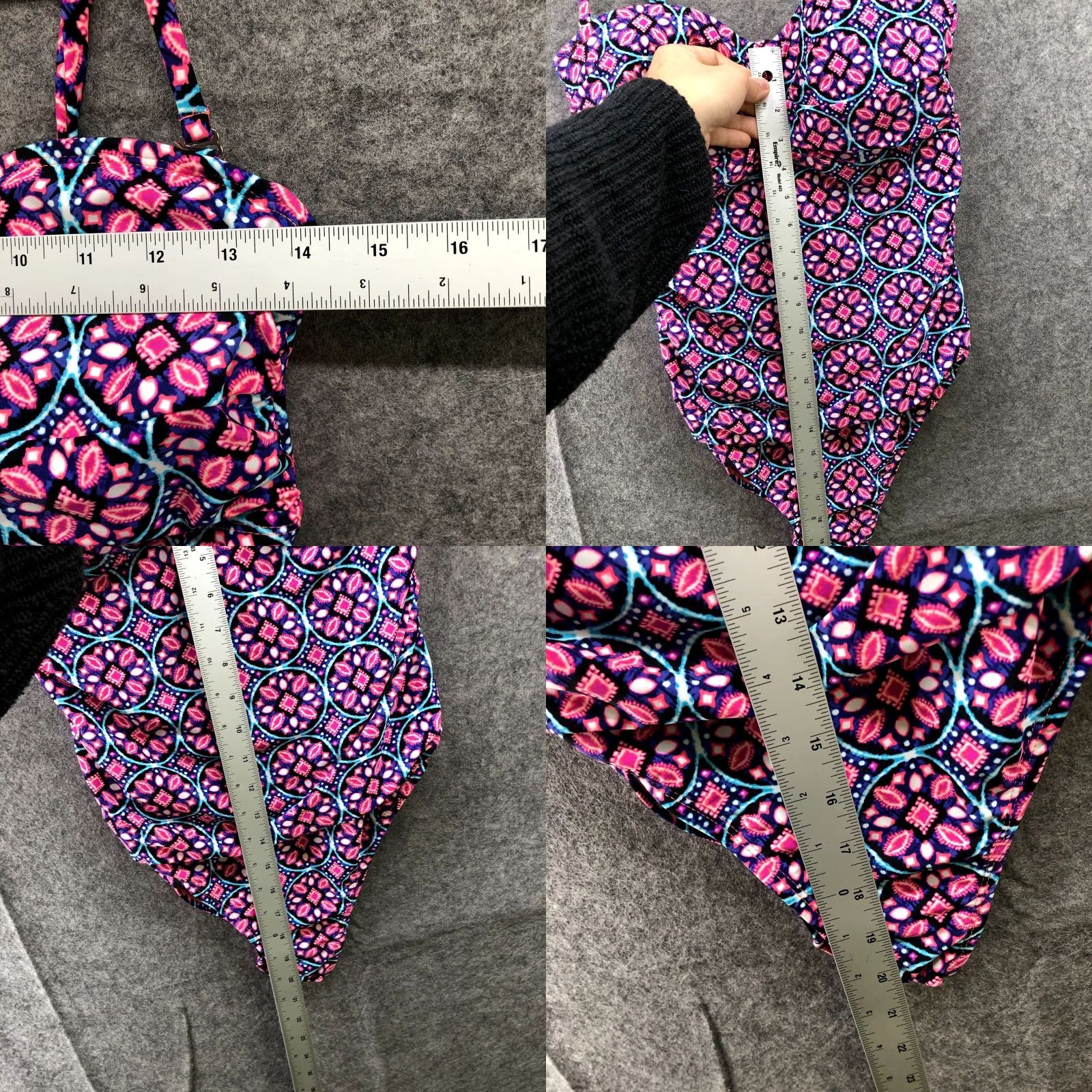 Catalina Catalina One Piece Swimsuit Womens L Multicolor Printed Cami Padded Geometric Nylon Spandex Beach Swimwear Women L Multicolor Padded Size ONE SIZE - 8 Thumbnail