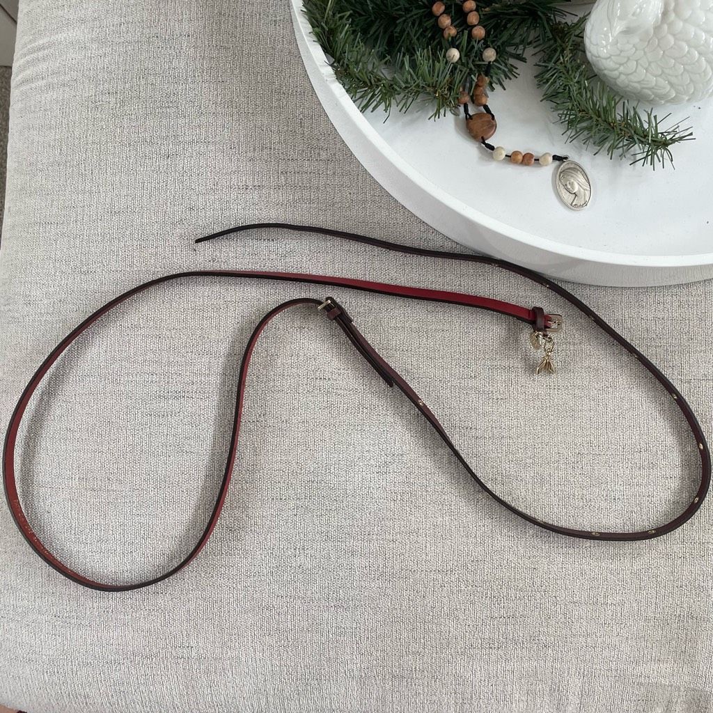 Patrizia Pepe Patrizia Pepe Italian Leather Belt Gold Fly Charm Red Burgun Size ONE SIZE - 7 Thumbnail