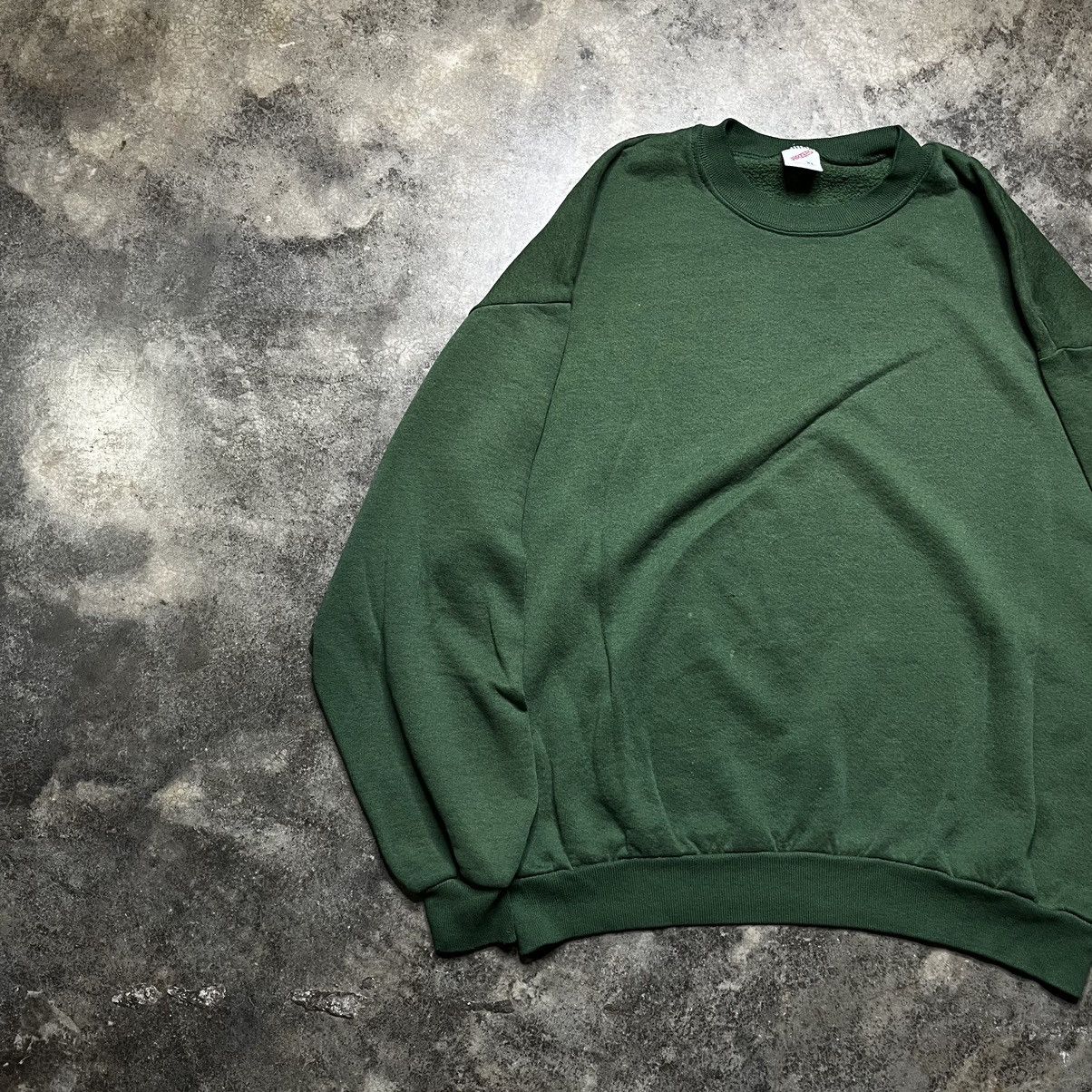 Vintage vintage blank green faded sweatshirt Size US XL / EU 56 / 4 - 2 Thumbnail