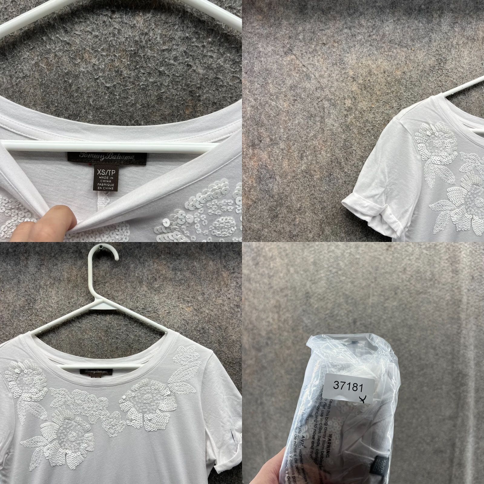 Tommy Bahama Tommy Bahama Shirt Women XS White Embroidered Floral Short Sleeve Cotton Tee Size XS / US 0-2 / IT 36-38 - 8 Thumbnail