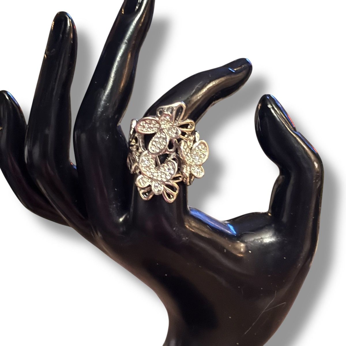 Other Silver tone butterfly trio rhinestone stretch ring Size ONE SIZE - 3 Thumbnail